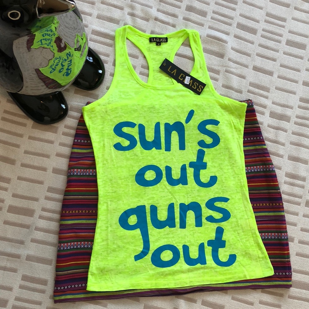 LA Class Neon Graphic Tank Top Size Medium NWT